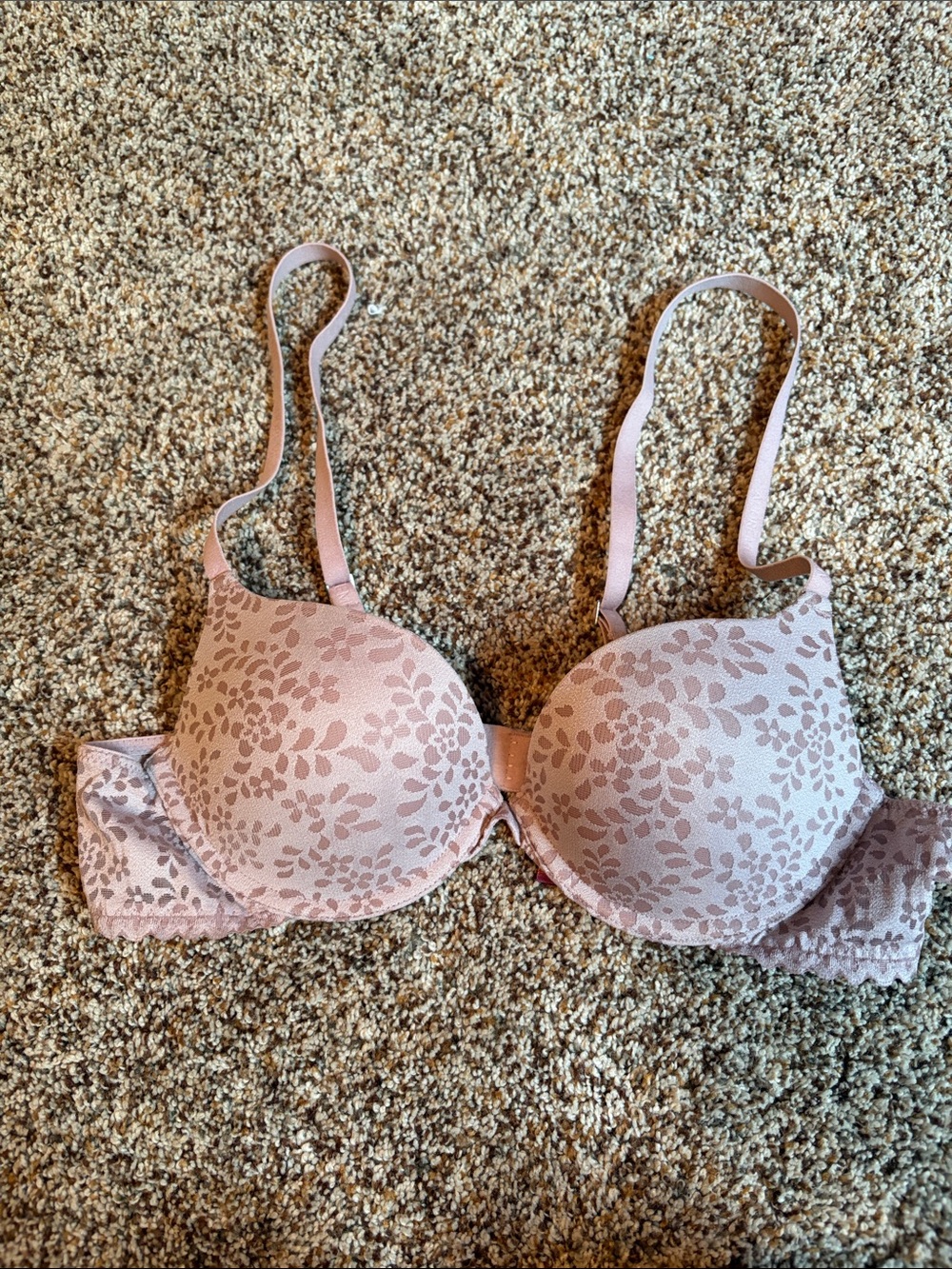 Adore Me Pink Floral Lace Push-Up Bra